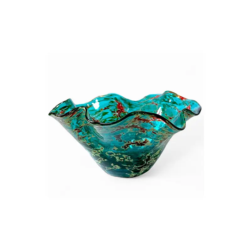Hand Blown Glass Mini Wave Bowl Ocean Lava