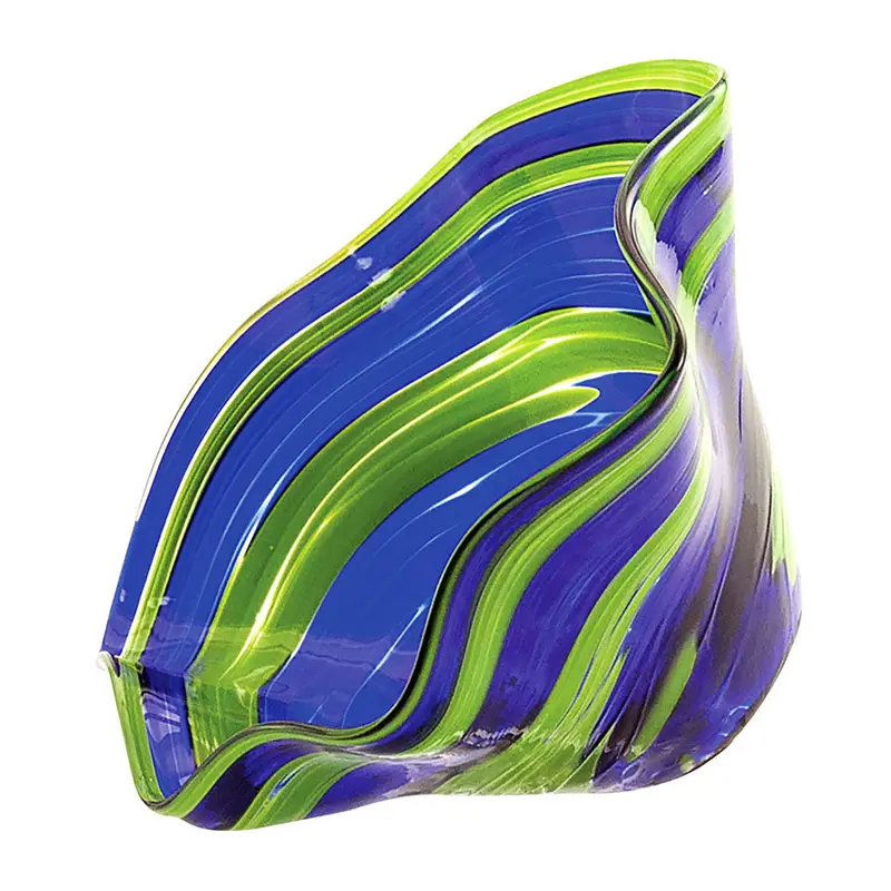 Hand Blown Glass Mini Wave Bowl Sunday Blue