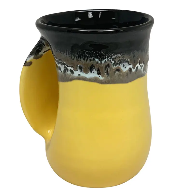 Hand Warmer Mug - Black and Yellow Left Handed