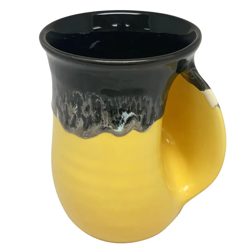 Hand Warmer Mug - Black and Yellow Right Handed