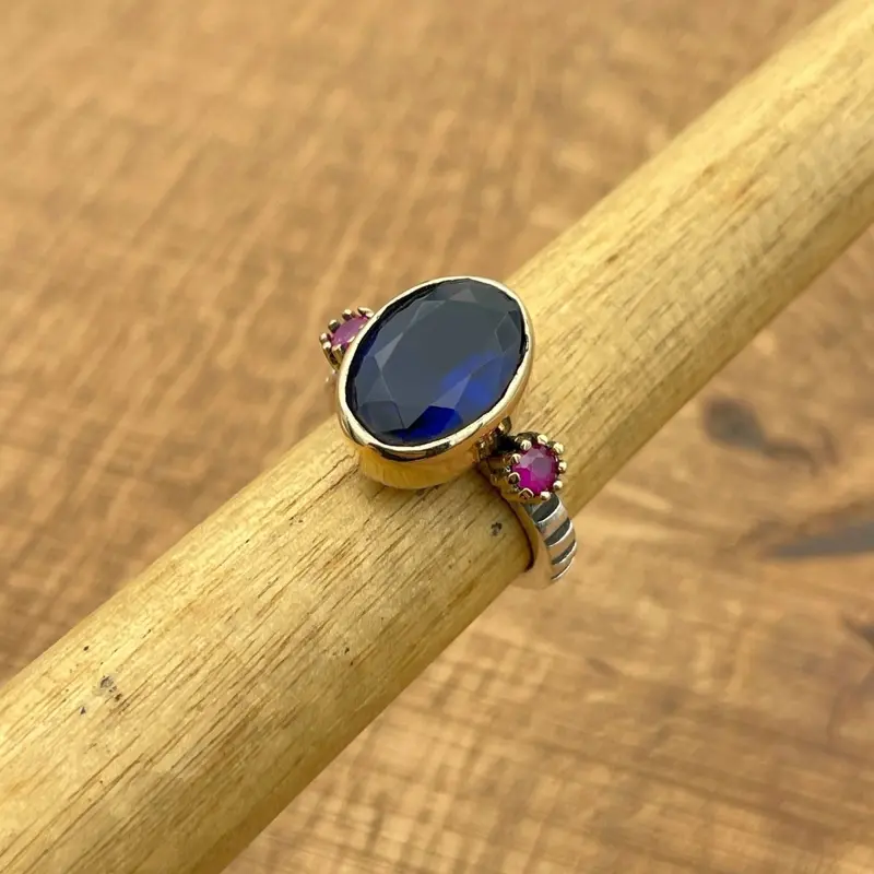 Handcrafted 925 Sterling Silver Blue Zircon Ring for Women | Unique Artisan Gift Jewelry