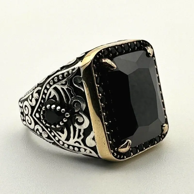 Men's Handcrafted Black Onyx Ring | Premium 925 Sterling Silver | Unique Gift for Him