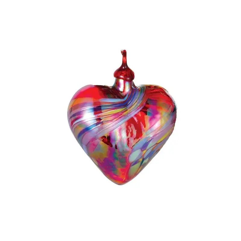 *Red Feather Twist Hand Blown Glass Heart Ornament