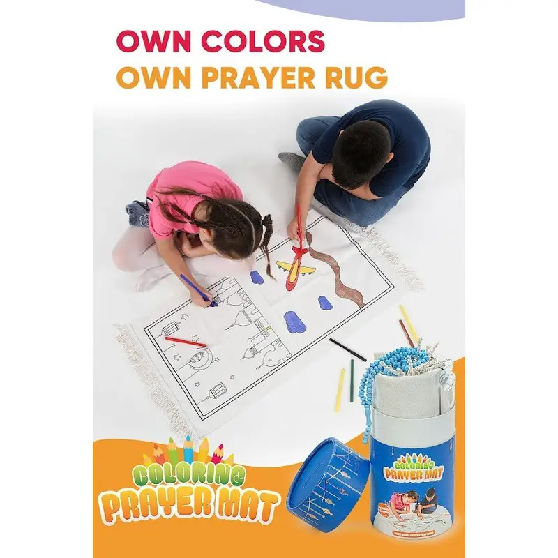 Colorful Washable Educational Religious Toy Kids Prayer Rug Set Blue