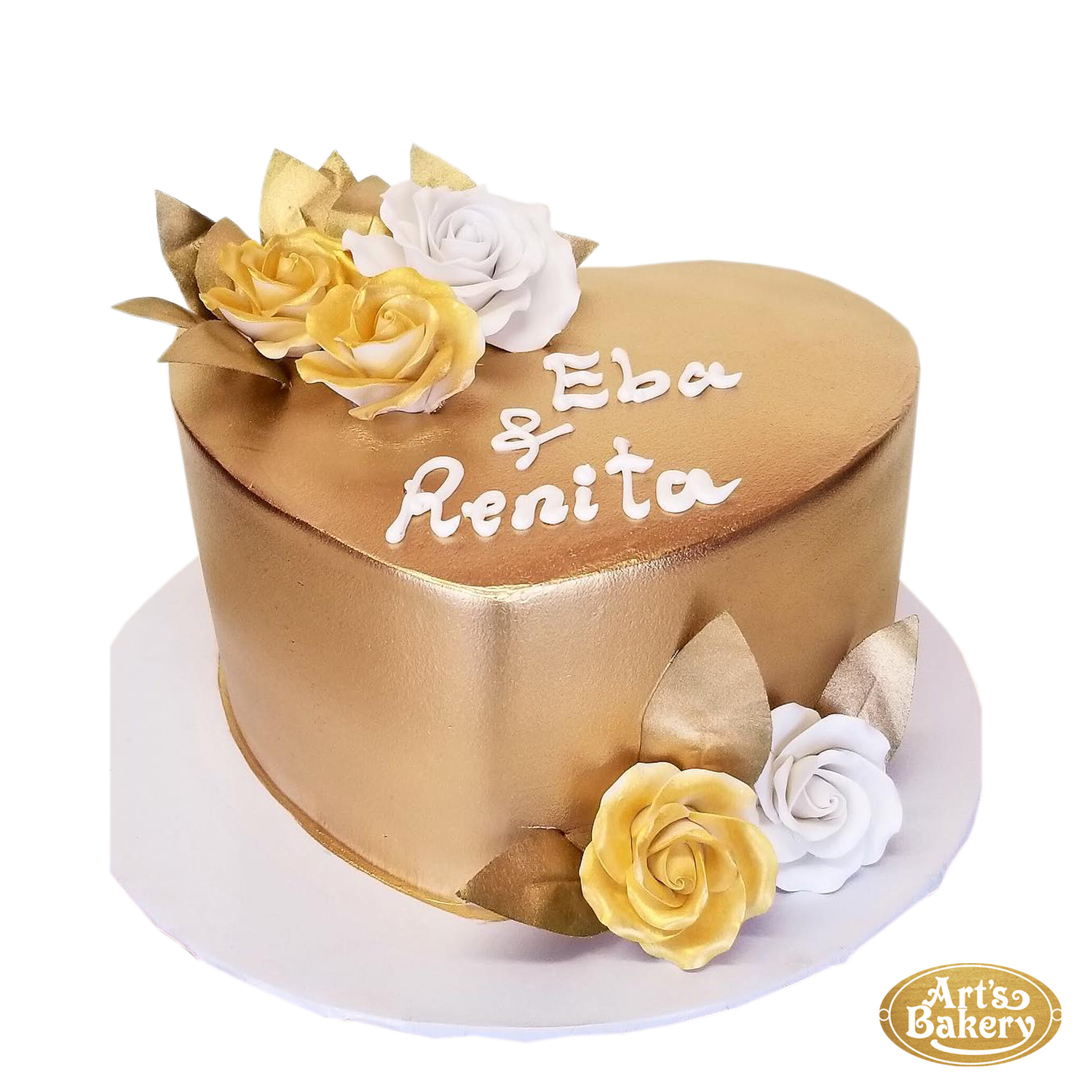 Golden Heart with Flowers Cake 34
