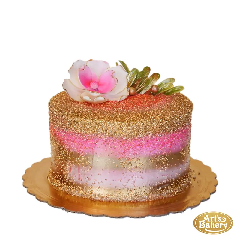 Golden Sprinkled Flower Designer Cake 68