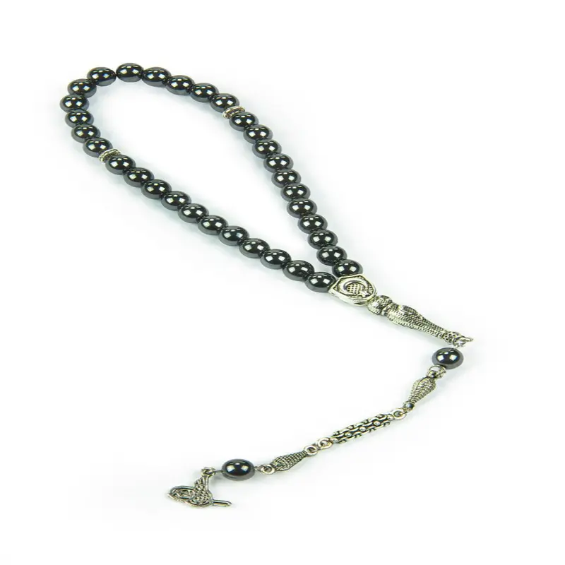 Gray Natural Hematite Stone Prayer Beads, 33 Beads