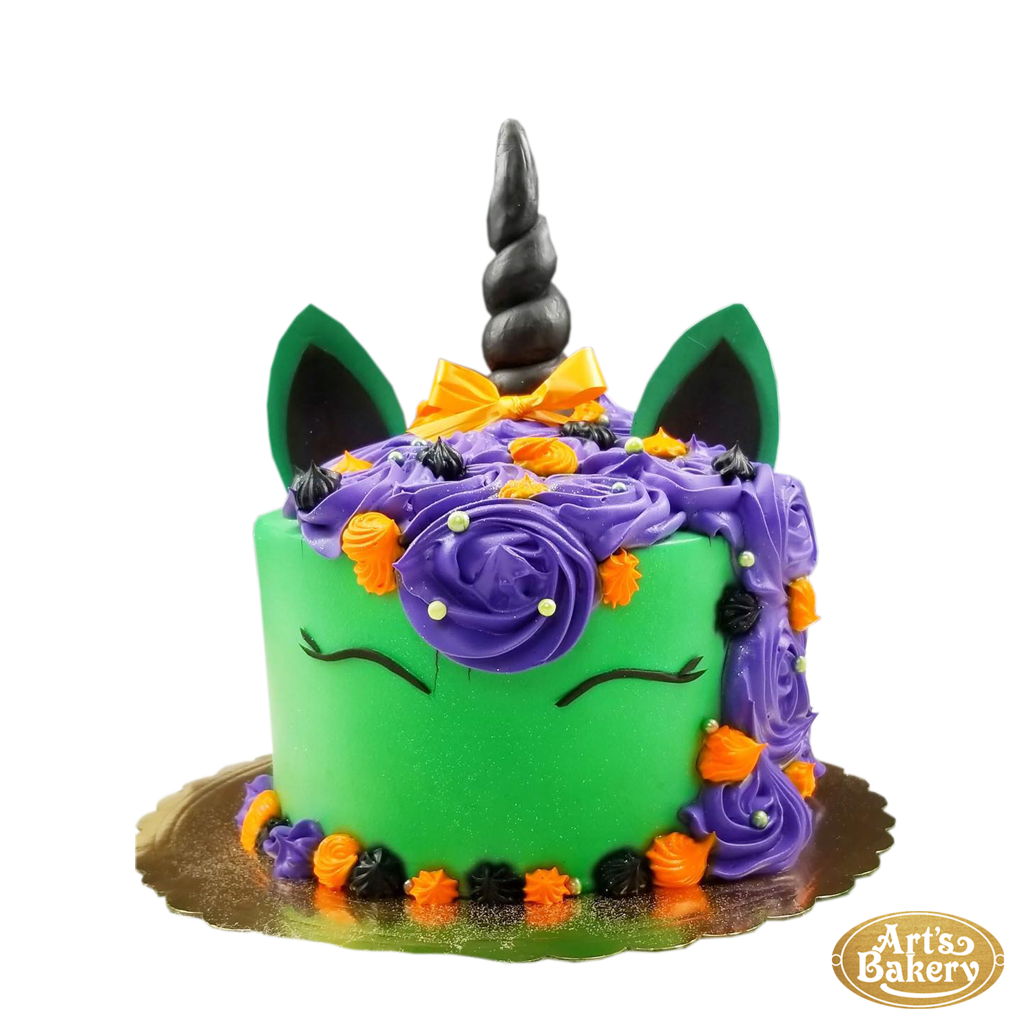 Green Unicorn with Purple Frosting as Hair Cake 58