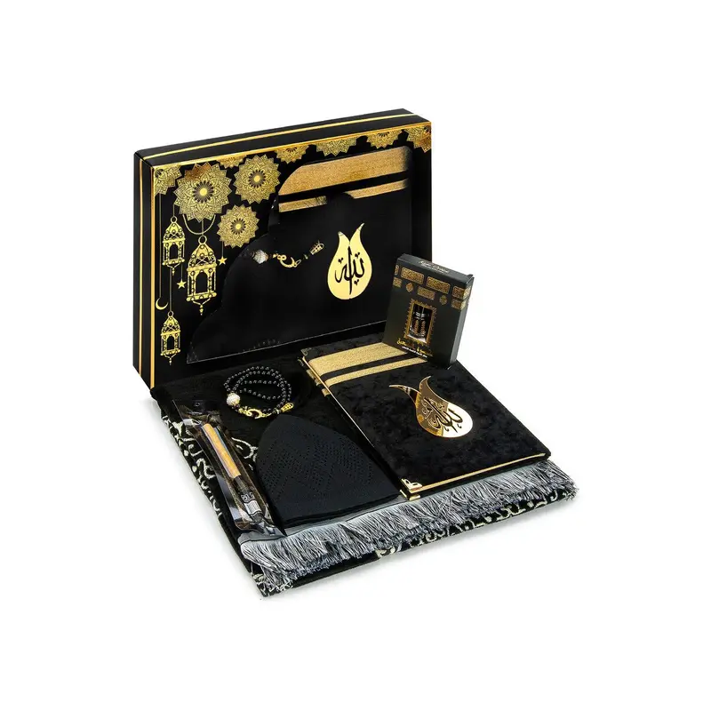 Kaaba Cover Patterned Ultra Plus Chenille Prayer Rug Set