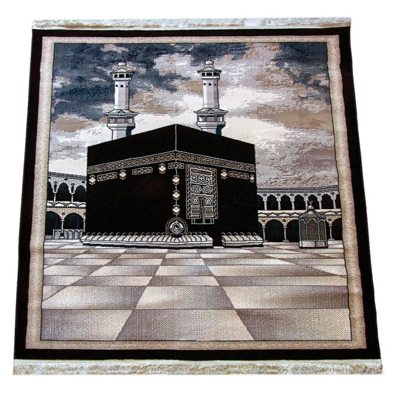 Kaaba Patterned Luxury Dowry Carpet Type Woven Prayer Rug