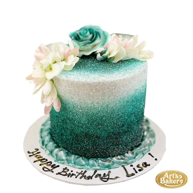 Mint Color Sprinkled Flower Designer Cake 24