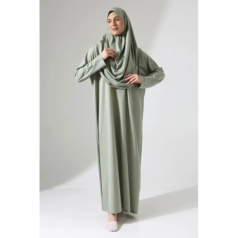 One Piece Prayer Dress with Headscarf - Mint Green