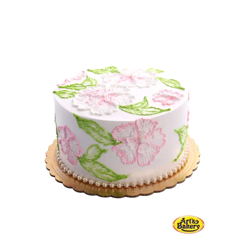 Pink Flowers and Leafs Cake 38