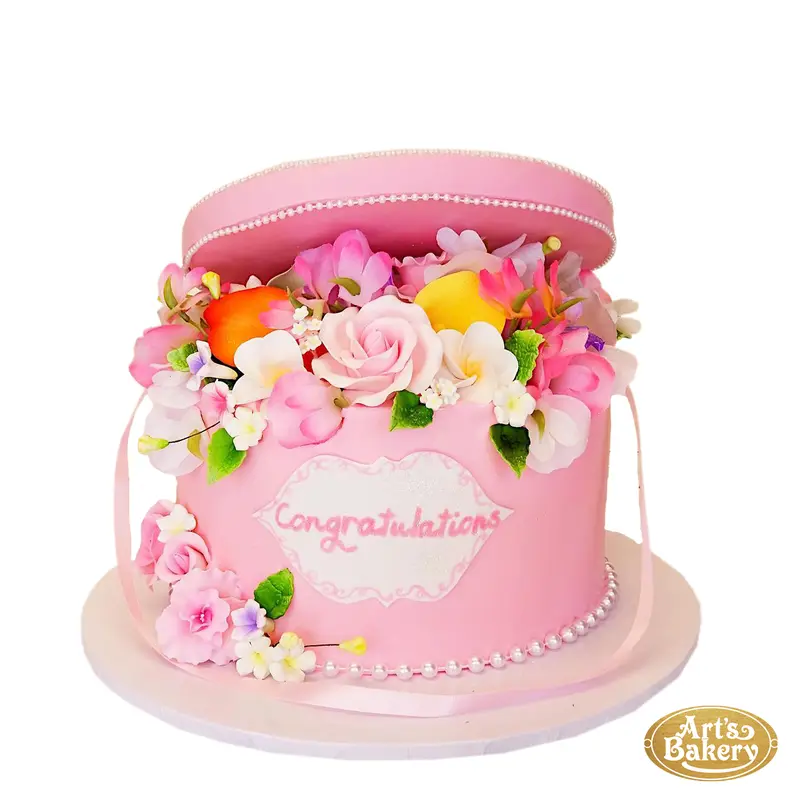 Rose Filled Round Box Cake 20