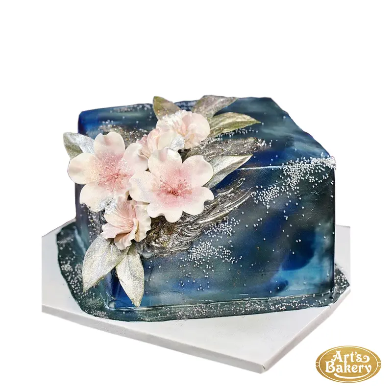 Square Dark Blue Design Cake 119