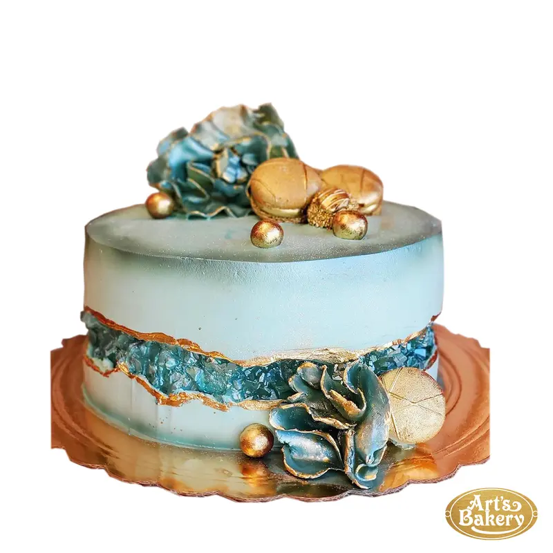 Teal Jewel with Macaroons Cake 117