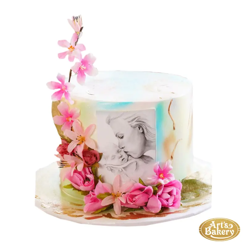 Uplifting Flower with Mother and Baby Portrait Cake 141