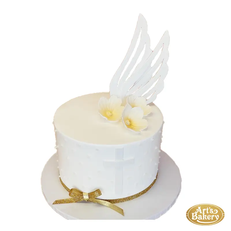 White Angel Wings and Cross Cake 63