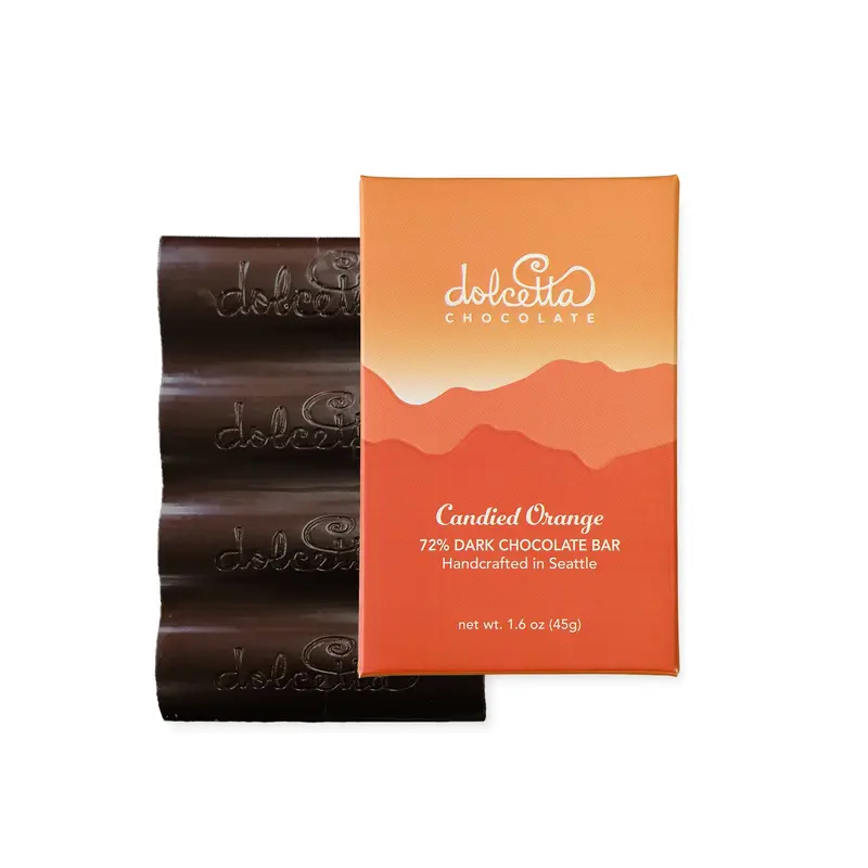 72% Dark Chocolate Candied Orange Bar
