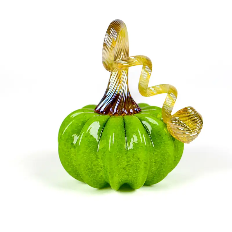*Festive Green Blown Glass Pumpkin