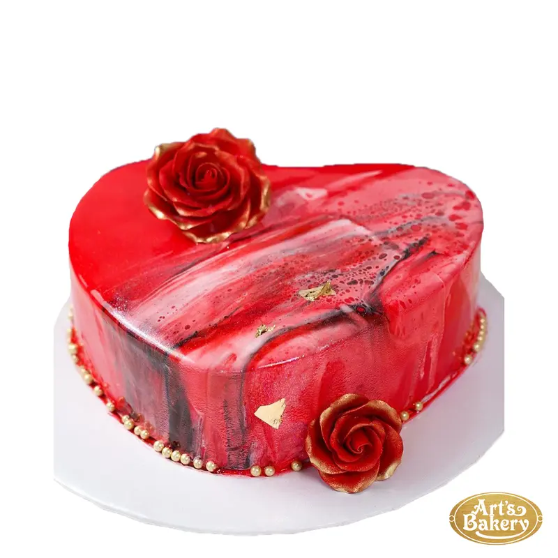 Red Designer Heart with Roses Cake 139