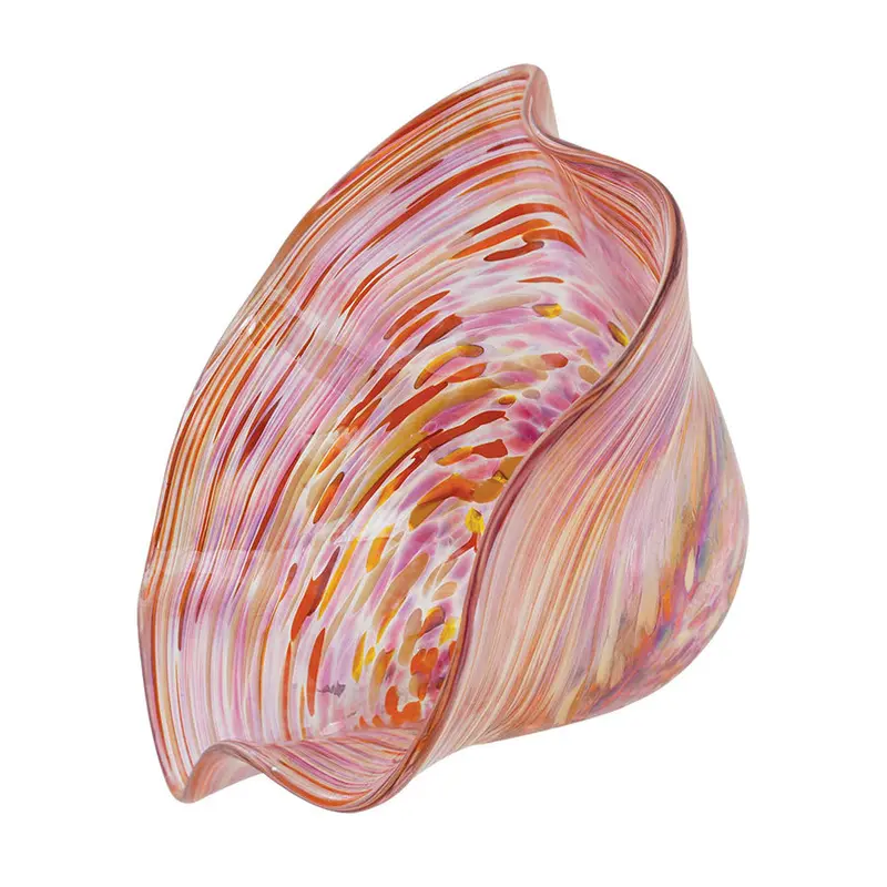 Hand Blown Glass Mini Wave Bowl Flamingo