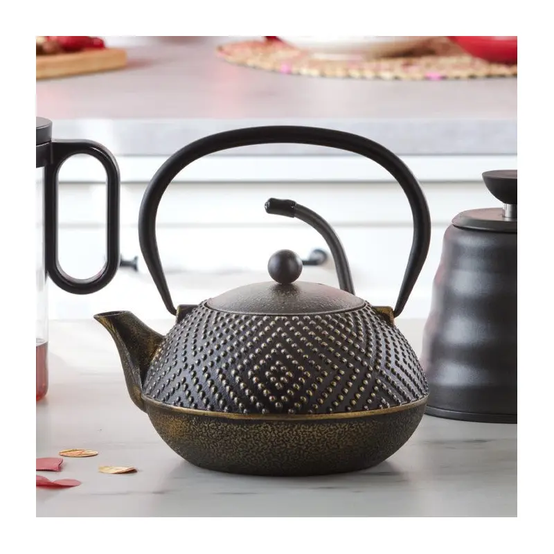 Karaca Cast Iron Teapot in Dark Gold