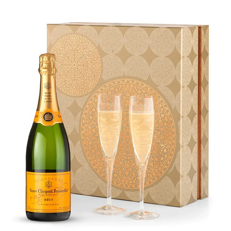 Veuve Clicquot Champagne and Flutes