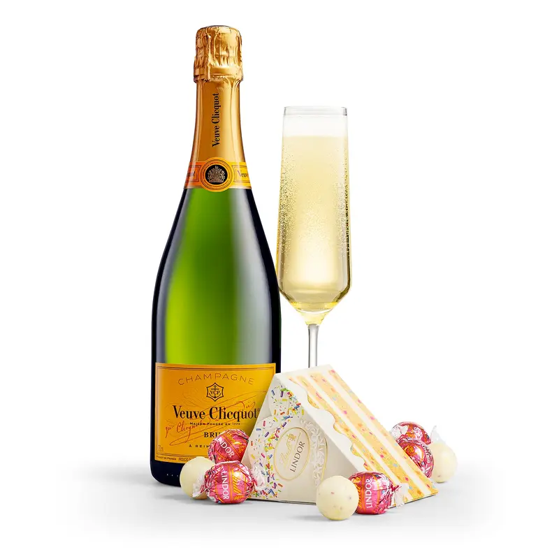 Veuve Clicquot with Birthday Cake LINDOR Truffles Cake Box