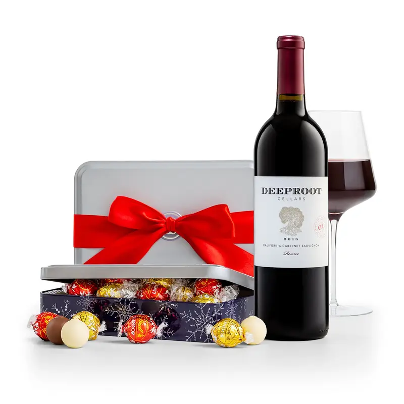Winter Wonderland Truffle Tin with DeepRoot Cabernet Sauvignon