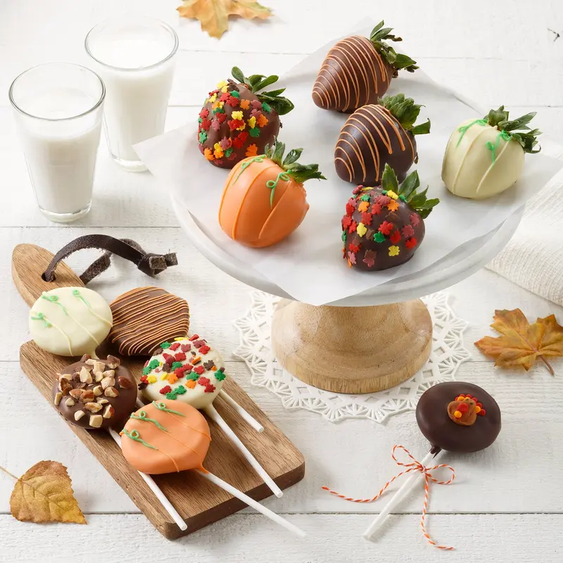 Fall Belgian Chocolate Covered Strawberries & Nibblers Cookie Pop Combo