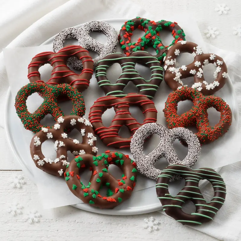 Holiday Belgian Chocolate Covered Pretzels