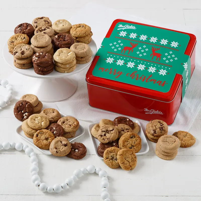 Merry Christmas 72 Nibblers Bite-Sized Cookies Tin