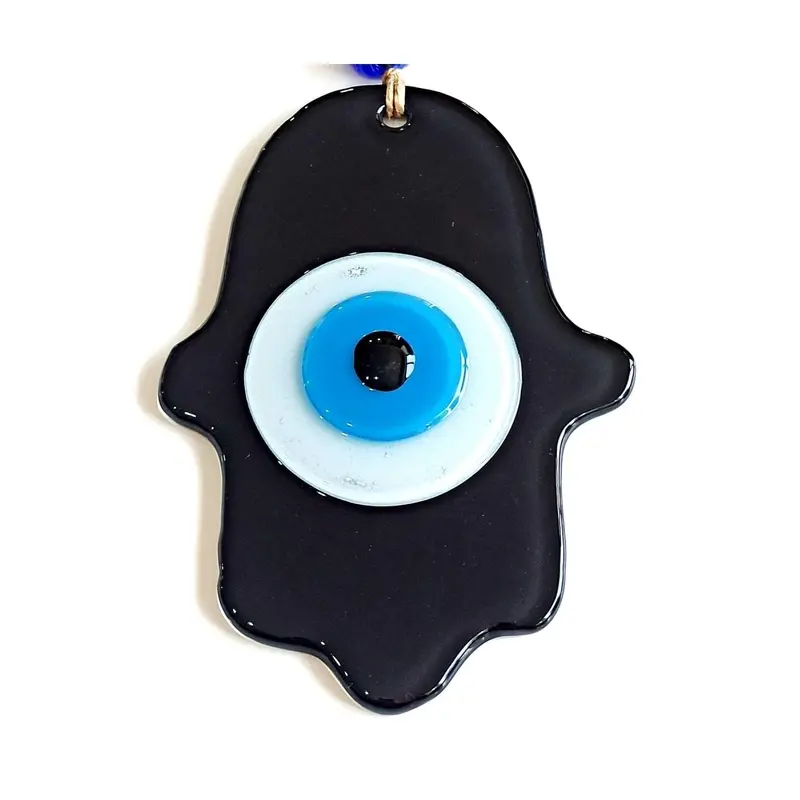 Nazar Beaded Black Hand Shape Glass Wall Ornament