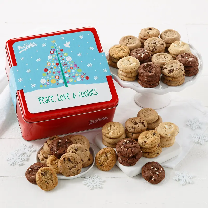 Peace, Love & Cookies 72 Nibblers Bite-Sized Cookies Tin