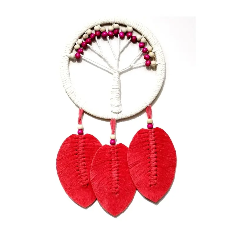 Pomegranate Blossom Color Leafed Tree of Life Macrame Wall Ornament