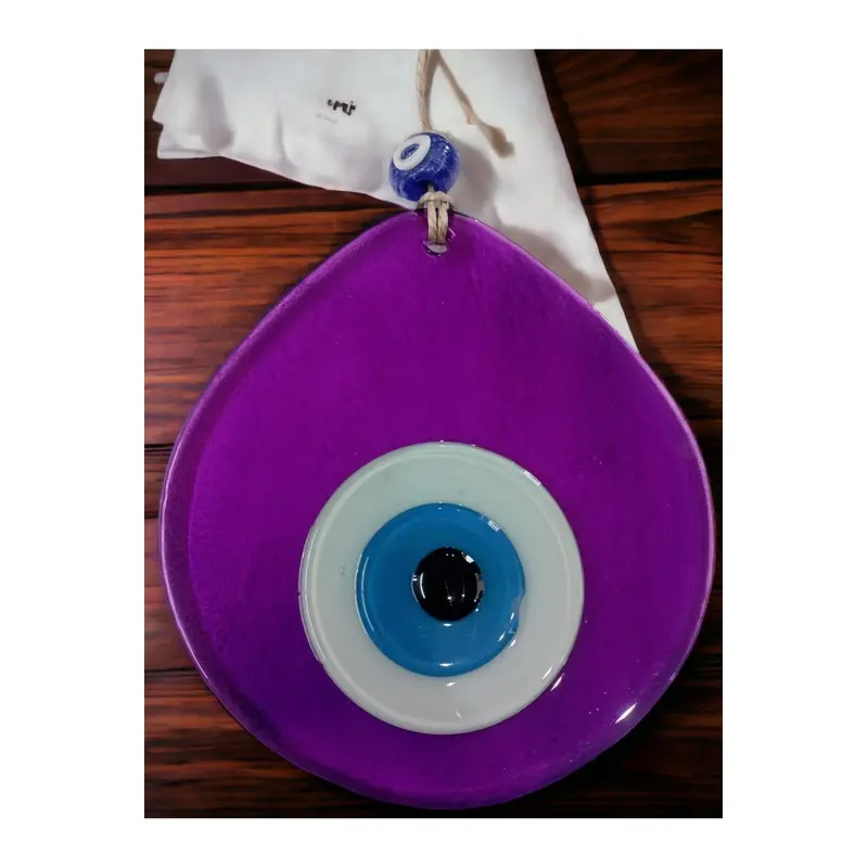 Blue Nazar Beaded Transparent Purple Color  Drop Pattern Handmade Wall Ornament