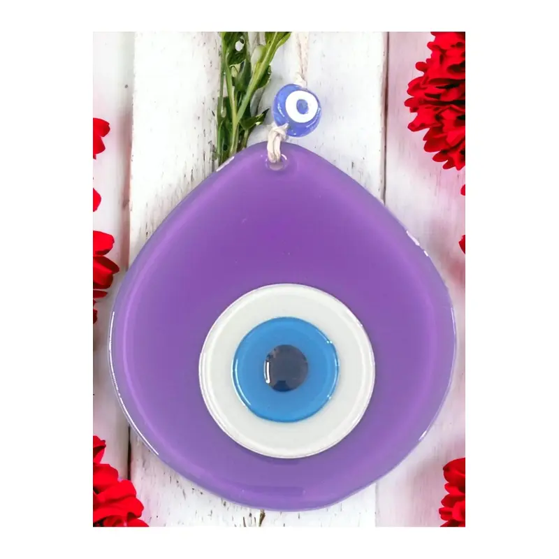 Blue Nazar Beads Purple Color Drop Pattern Handmade Wall Ornament