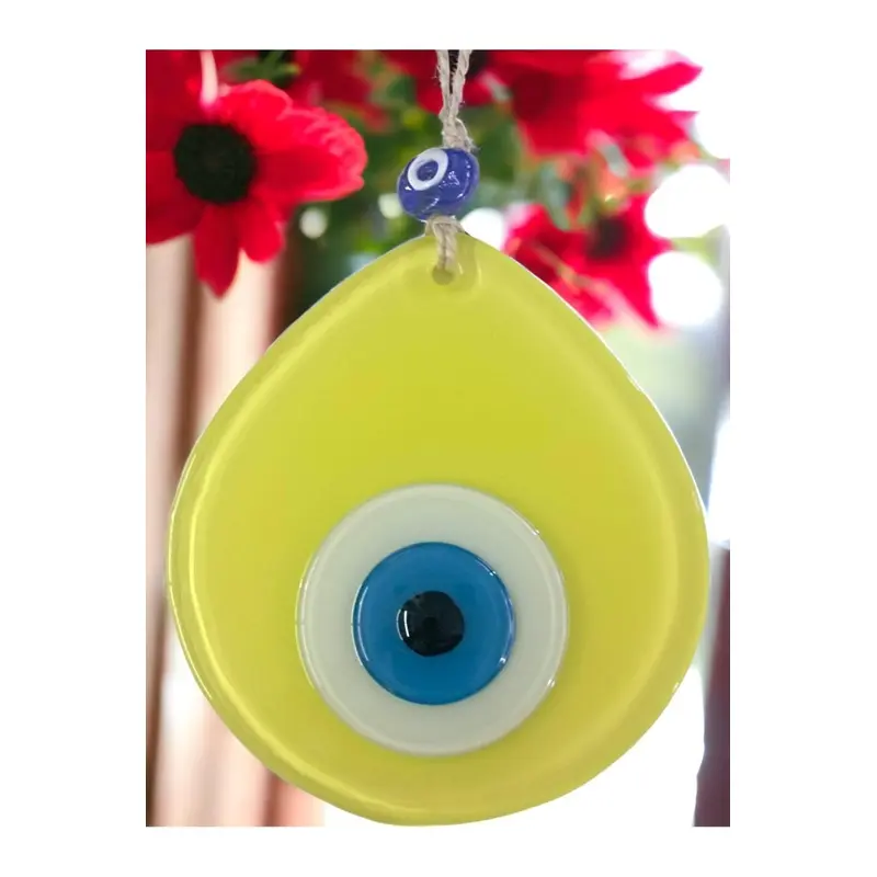 Blue Nazar Beads Yellow Color Drop Pattern Handmade Wall Ornament