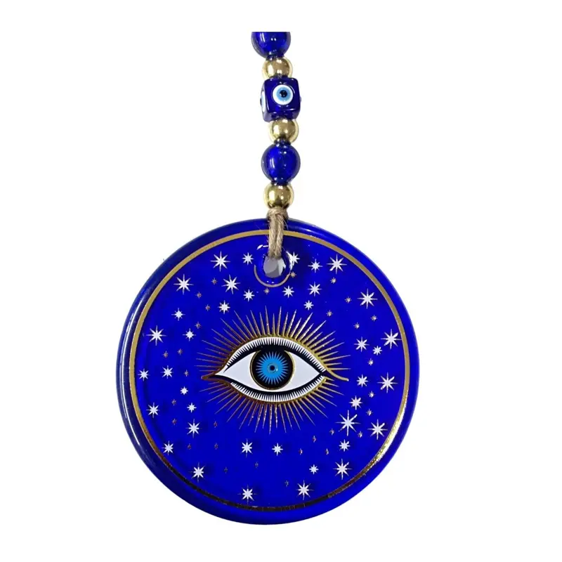 Blue Star Embroidered Eye Model Wall Ornament Nazar Bead