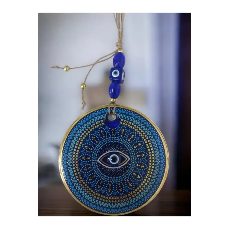 Gilded Polka Dot Nazar Beaded Wall Ornament