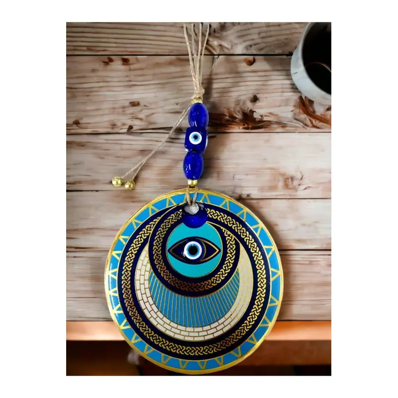 Gold Embroidered Ring Model Nazar Chain Wall Ornament