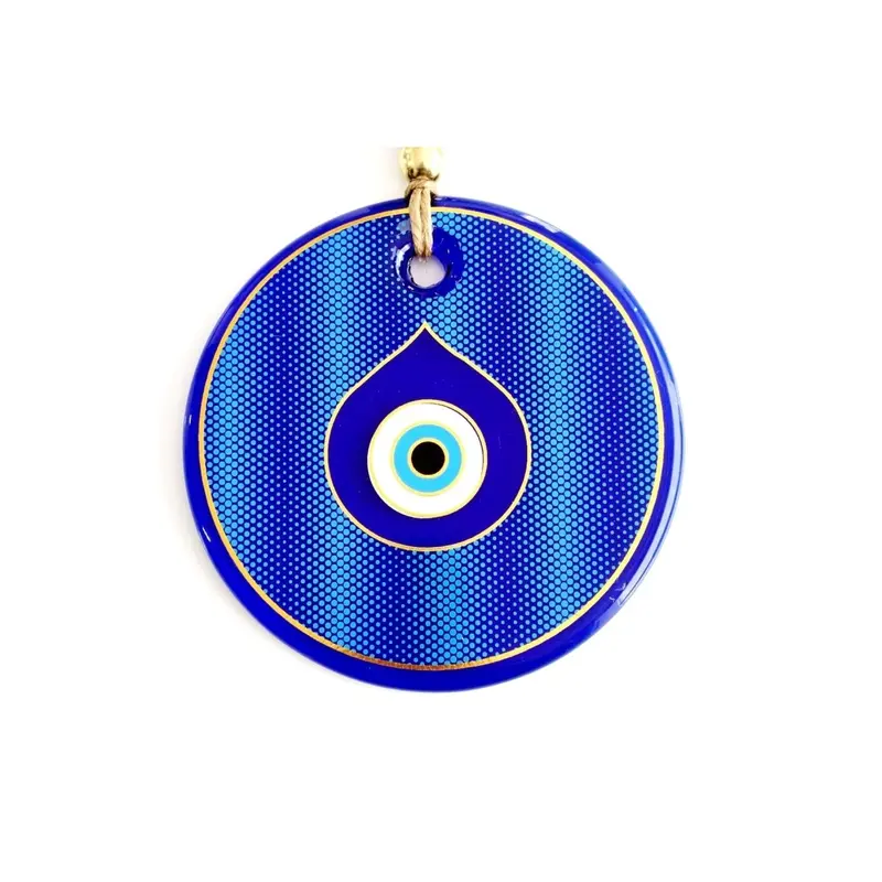 Gold Gilded Drop Eye -Shaped Glass Nazar Bead Wall Ornament