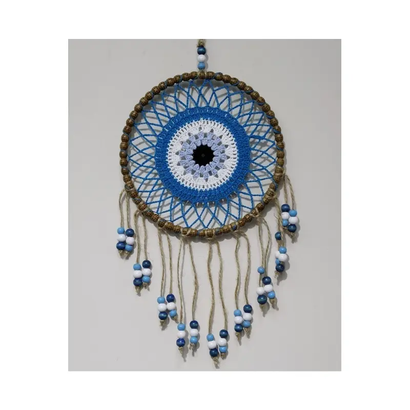 Handmade Wall Ornament With Oil Blue Motifs