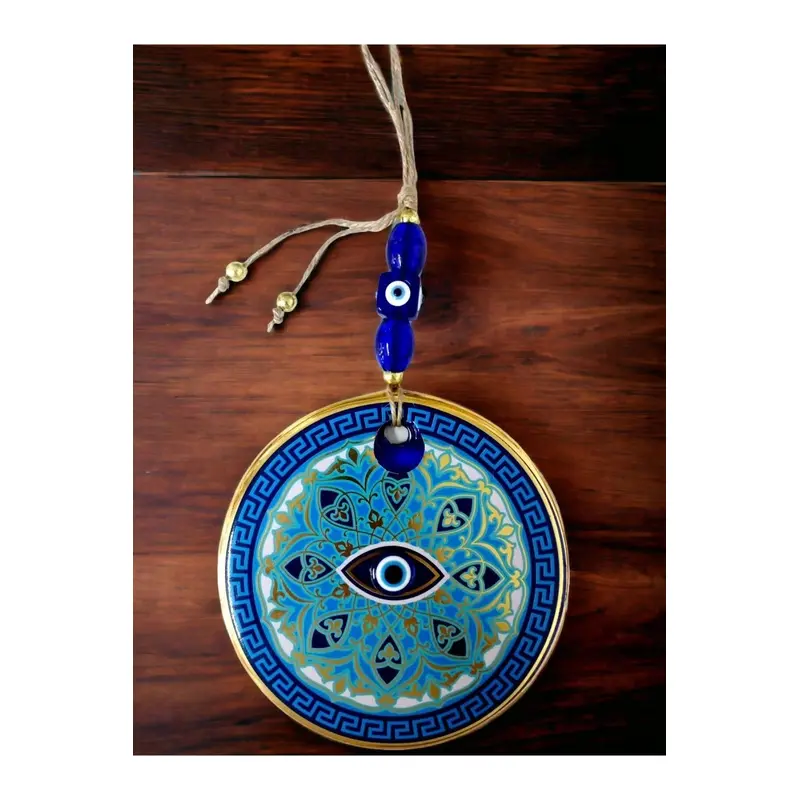 Nazar Bead Eyes Blue Striped Wall Ornament