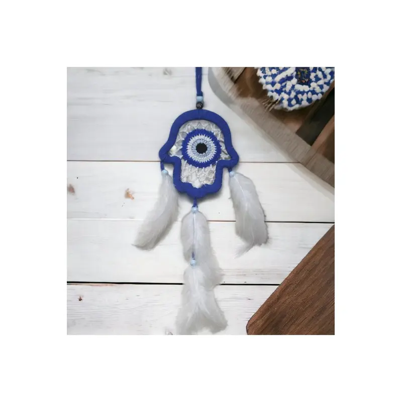 Nazar Bead Motif Blue Fatma Ana Hand Wall Ornament Handmade
