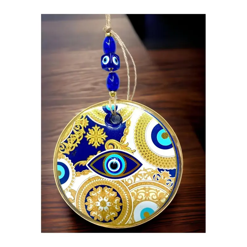 Blue Embroidered With Yellow Motif Wall Ornament