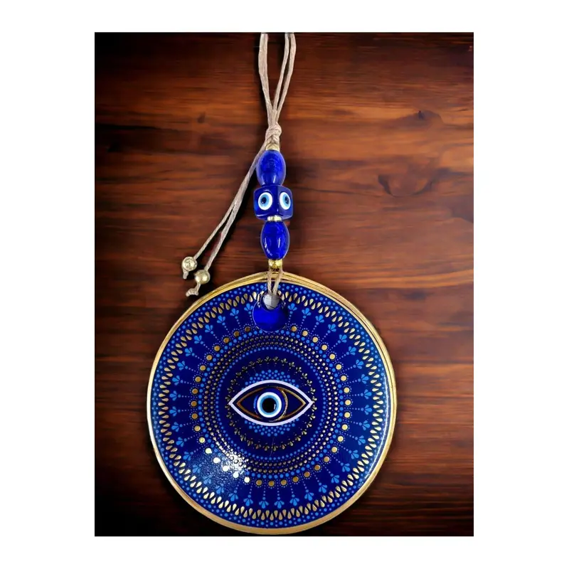 Blue Glass Nazar Bead Eye Motif Wall Ornament