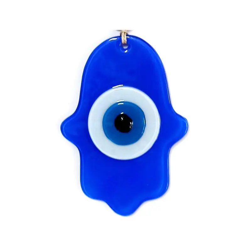 Blue Hand Shape Glass Nazar Beaded Wall Ornament