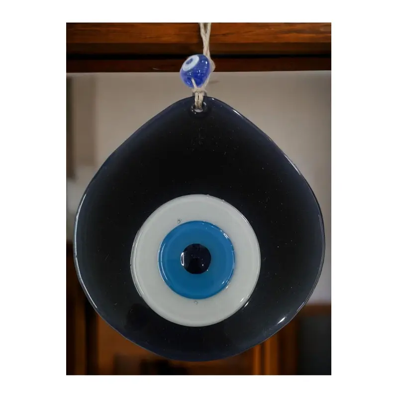 Blue Nazar Beaded Black Color Nazar Bead Drop Pattern Handmade Wall Ornament